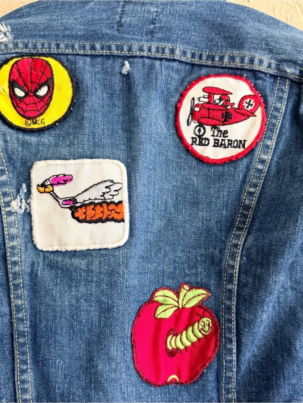 Vintage Lee Kids' Embroidered Blue Denim Distressed Jacket
